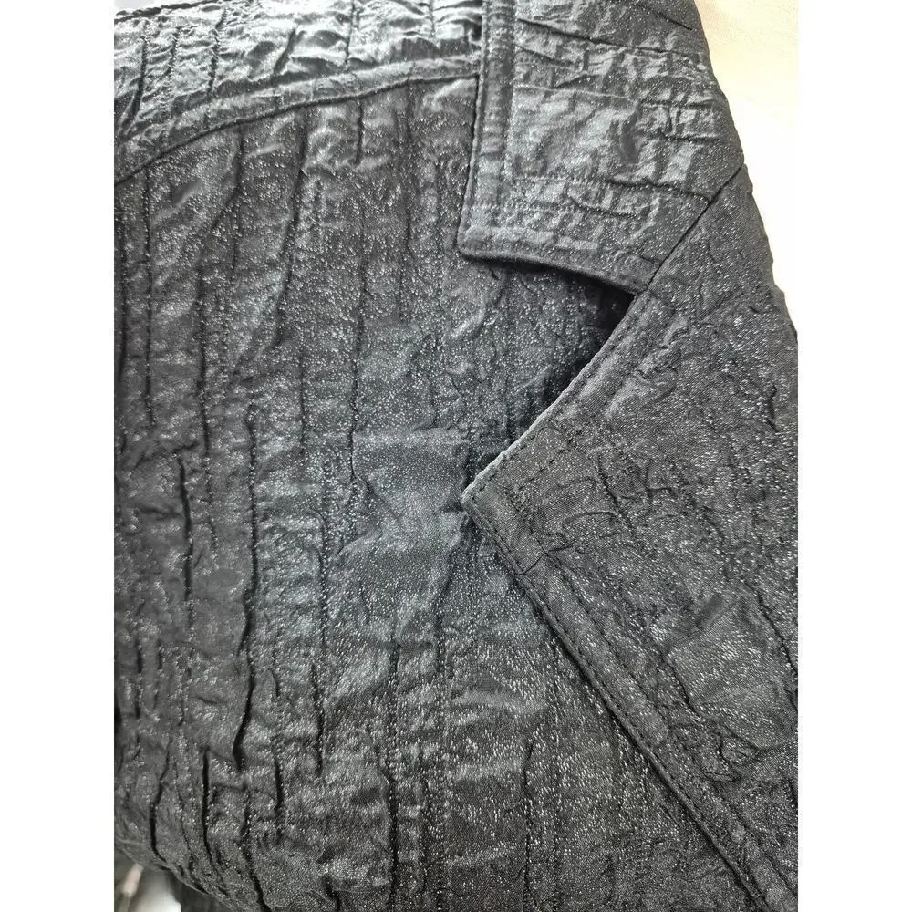 Chico’s Black & Silver Textured Crinkle Jacket Sz 3
